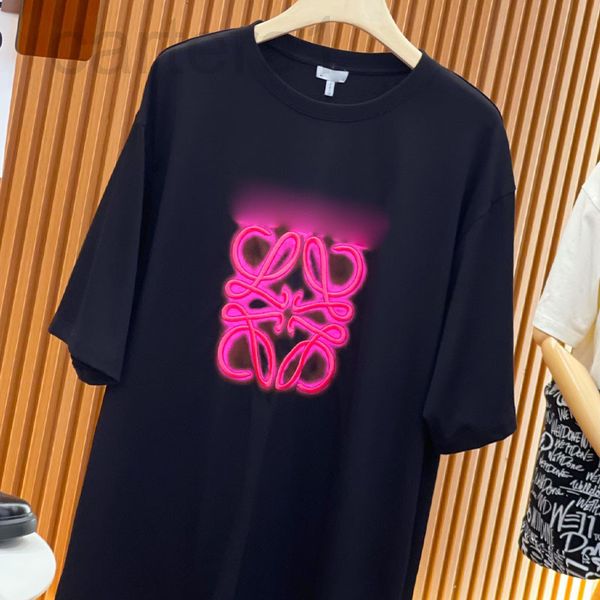 women's t-shirt designer 2022 spring and summer new fluorescent pattern cotton pullover loose round neck lace short sleeve bottoming sh, White